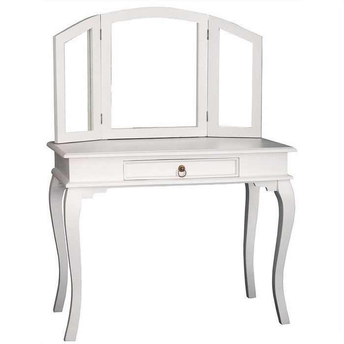 MP - Queen AnnMary Dressing Table Vanity Mirror 3 Folding Mirror 1 Big Drawer Table Only TEK168 ST 001 MR QA ( White Colour )
