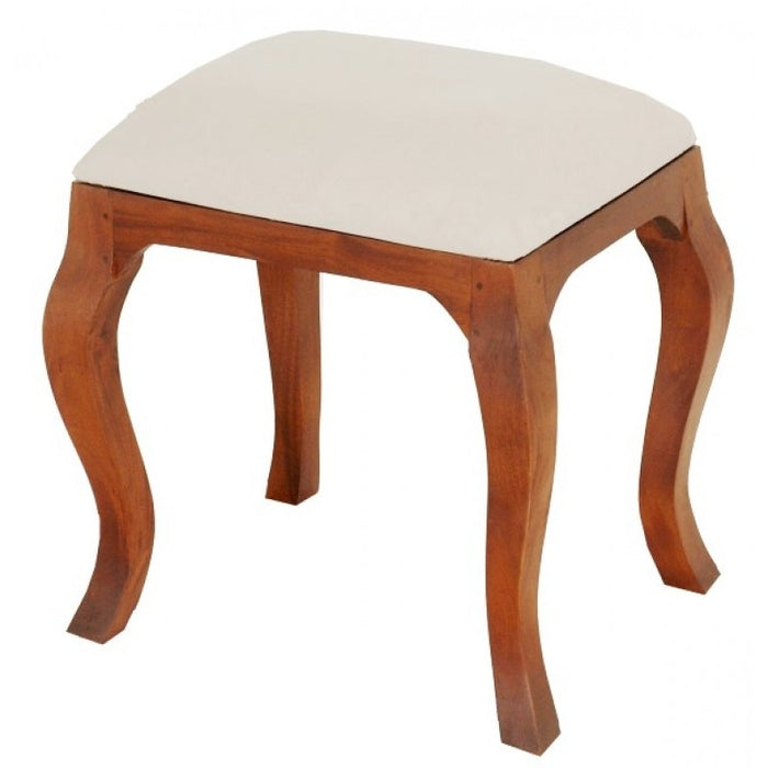 Queen AnnMary French Stool with attached cushion TEK168 CH 001 QA ( White Colour )