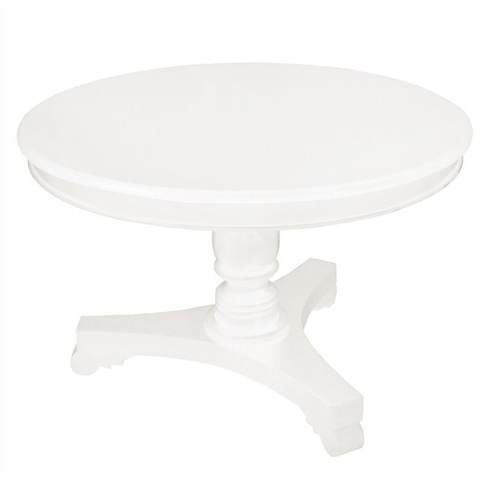 Queen AnnaTeak Wood Timber French Round Dining TableTEK168 DT 120 RD  ( White Colour)