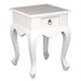 Queen Anna Solid Teak Wood Timber French Bedside Single Drawer Lamp Table - White TEK168LT-001-QA-WH_1