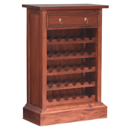 SAN CLEMENTE Teak 1-Drawer-Wine-Rack-Bar Cabinet TEK168WR-001-PN