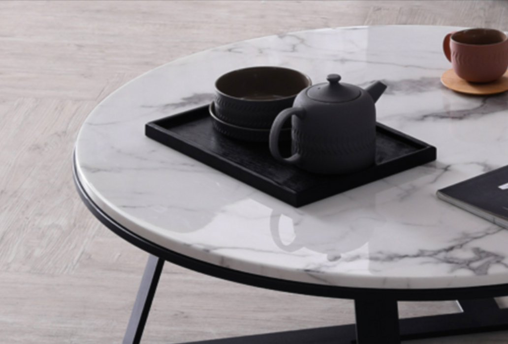 ELEANOR Oval Marble Coffee Table Set