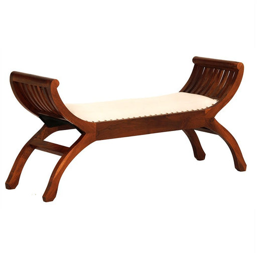 Signature YuYu Solid Teak Timber Double 2 Seater Bench with Cushion Seat, Light Pecan TEK168CH-002-TW-UP-LP_1