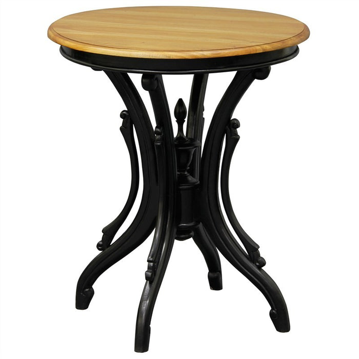 Le Havre Solid Wood Timber Round Wine Table, Black / Caramel TEK168T-05-BLR