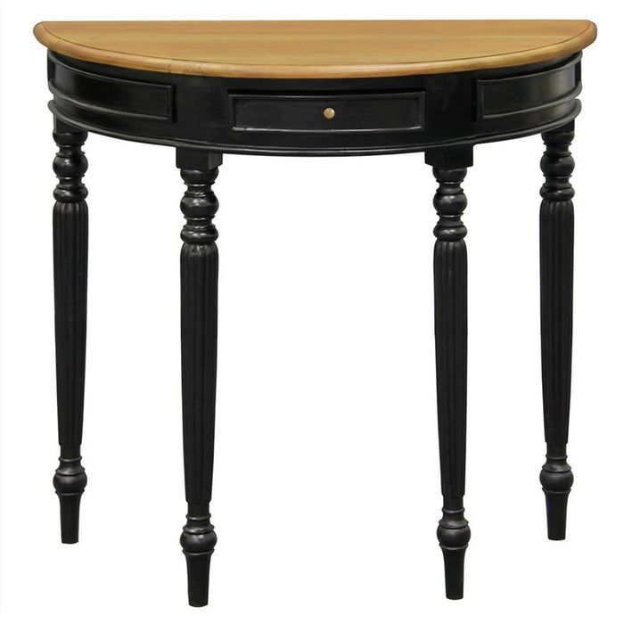 Reims French Timber Half Round Console Table, Black / Caramel TEK168T-28-BLR