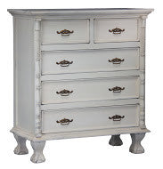 Jepara French Chest of Drawers Commode 5 Drawers  Tallboy TEK168 TB 005 CVPL ( 2 Small Drawer 3 Big Drawer ) (Royal White Color )