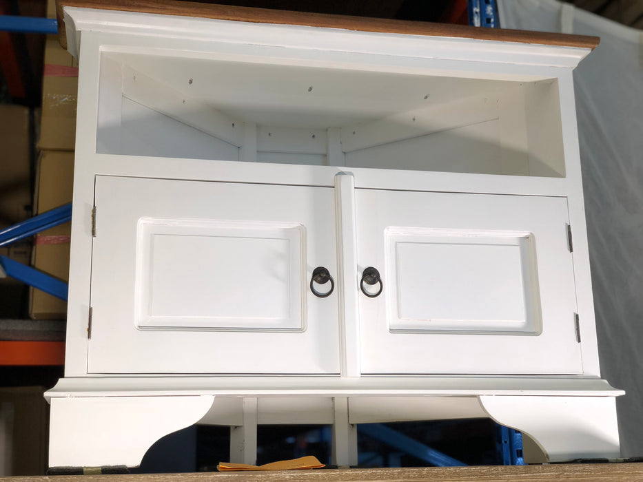 Tasmania Corner TV Stand Unit Triangular Back TEK168 TV 200 PN CNR (  White and Caramel Colour )
