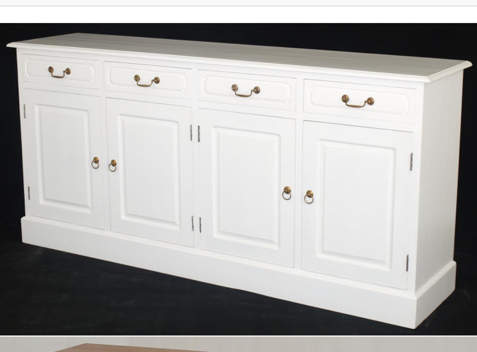 Tasmania Buffet Sideboard 4 Door 4 Drawers Solid Wood TEK168 SB 404 PN (Top and Bottom  White Colour )