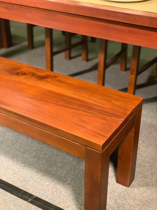 MP - Amsterdam Dining Table w 3 Chairs and 150 cm Bench Special Package Set 200x90x78 Full Solid TEK168 DT 200 90 TA (Special Dining Package Price)  ( Picture for Reference Only ) ( Mahogany Color )