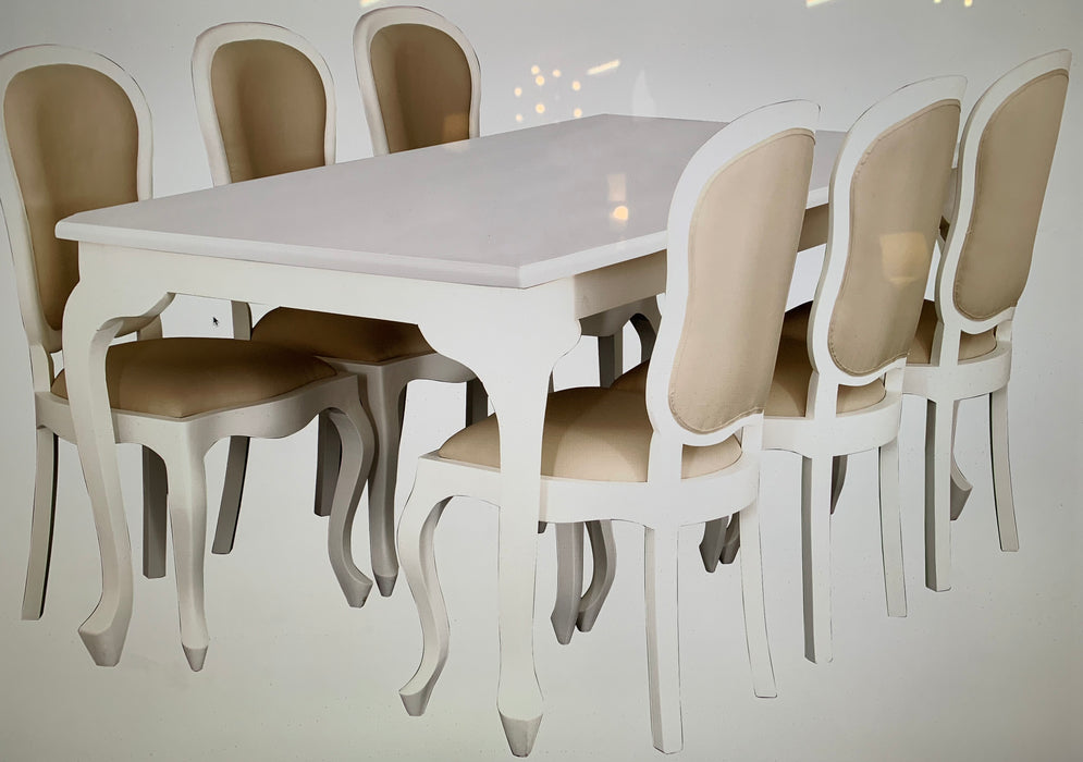 Queen Ann Dining Table DT 180 x 90 cm QA with 6 Amsterdam Chair Special Package Set