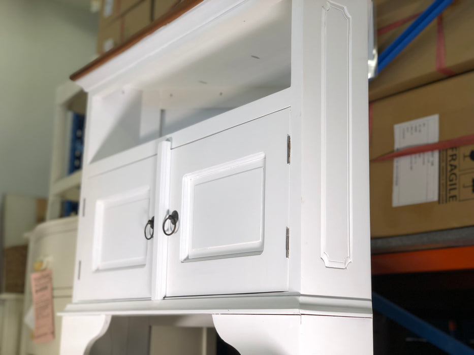 Tasmania Corner TV Stand Unit Triangular Back TEK168 TV 200 PN CNR (  White and Caramel Colour )