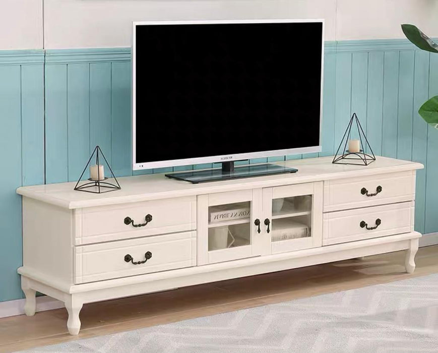 Eiffel 2 Door 4 Drawer French TV Console Unit, 180cm, White Cabinet ( Picture for Reference Only ) ( White Colour ) ( Discount Price $899 Now $699 )